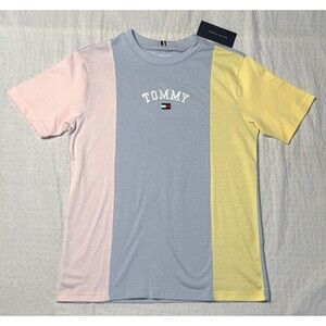 TOMMY HILFIGER Boys Stencil Blocked T-shirt Size 10/12 Multicolor Retro Kids Tee